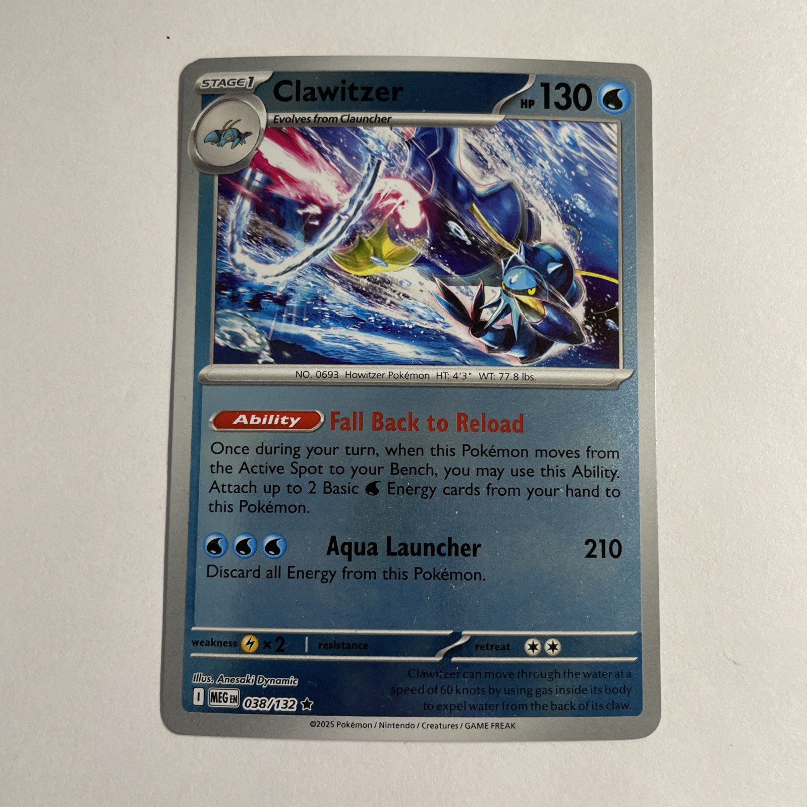 Clawitzer 038/132 Me01: Mega Evolution Reverse Holo