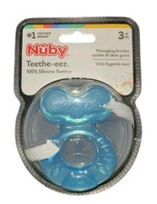 Nuby Silicone Teether Teethe-EEZ Teether w/ Bristles Soothes  Clean Gums w/Case