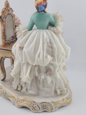 Irish Dresden Aristocratic Couple Porcelain Lace Doll Figurine