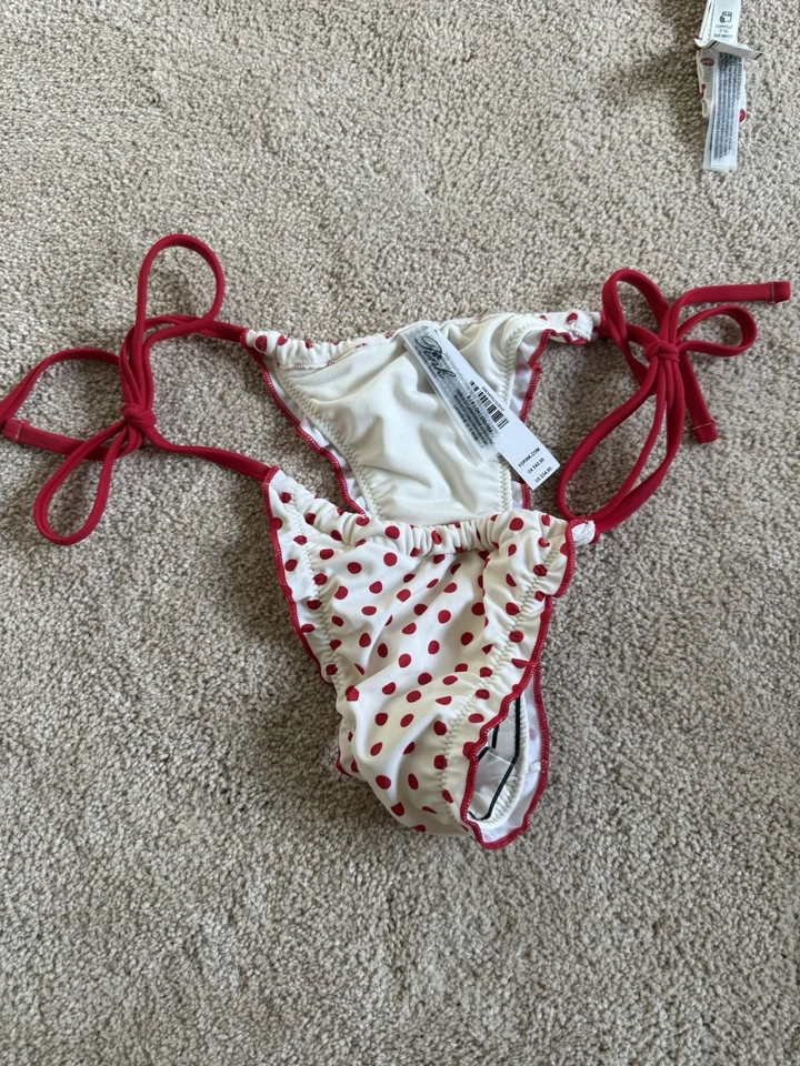 PINK x Frankies Bikinis Addison 32B Push-Up Set Red Dot Thong NWT - Image 3 of 4
