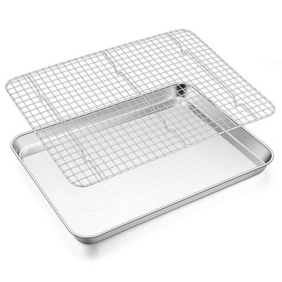 E-far Baking Sheet with Wire Rack Set, 17.6  x 13  Stainless Steel Cookie Sheet 