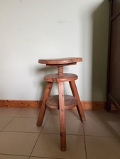Sgabello Legno Girevole Regolabile A Vite Design Svedese Industrial Vintage 1970