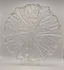 Vintage Mikasa Ice Flower Glass Centerpiece Bowl 15in Heavy Textured 6.5lb