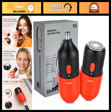 2-in-1 Mini Electric Facial Hair Remover  Nose Trimmer - USB-C Rechargeable, Wa