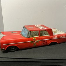 Vintage Tin Metal Fire Chief Fire Dept. Car 1960s Japan