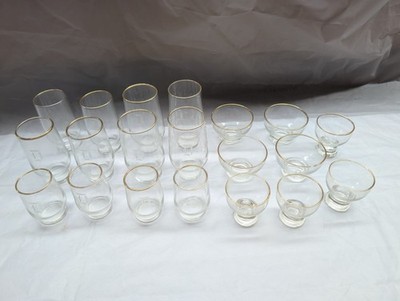 Vintage Aperitif Cordial Tumbler Dessert Gold Rim Monogram Letter ''D'' Set of 20
