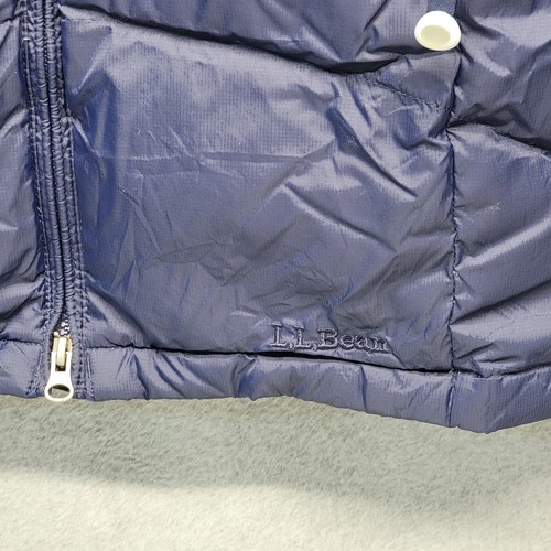LL Bean Mens Large Quilted Goose Down Puffer Jacket Winter Coat Navy Blue Hooded - Picture 2 of 19