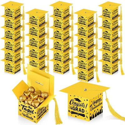 30 Pcs Graduation Cap Candy Box 2026 1 count (Pack of 30), Yellow