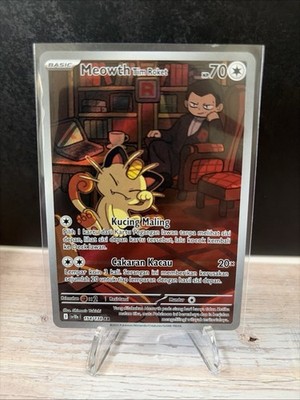 Meowth Tim Roket 154/138 AR SV10 Glory of Team Rocket Pokemon TCG Card Indonesia