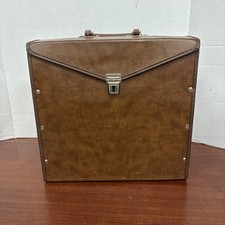 Vintage Brown Faux Leather 33 RPM 12" Carrying Case Storage For LP Records