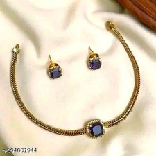 Indian Bollywood Gold Plated Kundan Choker Bridal Necklace Earrings Jewelry Set