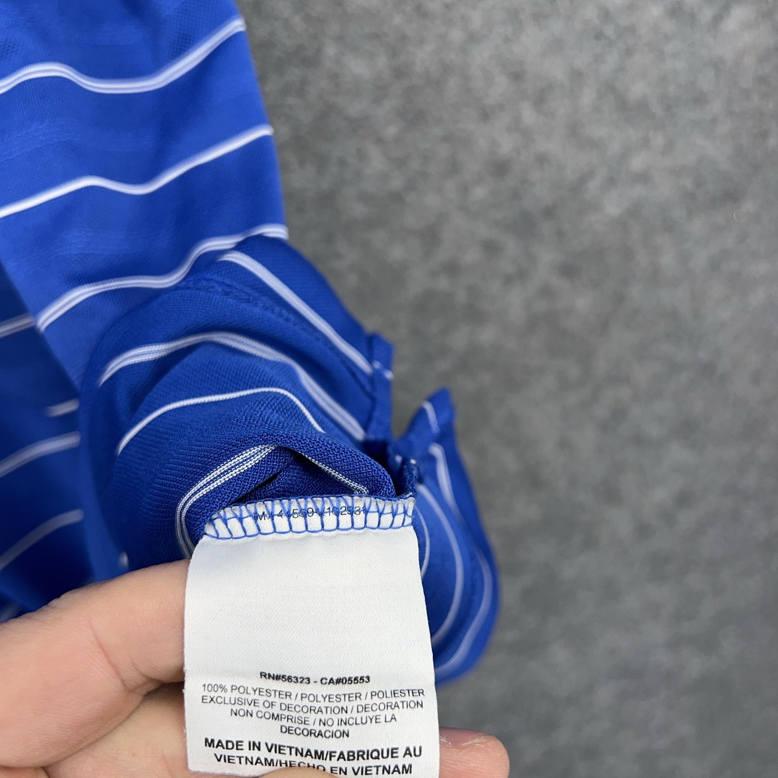 Nike Golf Polo Shirt Mens 2XL Blue Stripe Performance Golf Moisture Wicking thumbnail 8