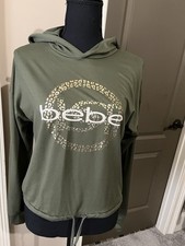 Bebe Long Sleeve Lt Wt Women s Hoodie Army Green Small