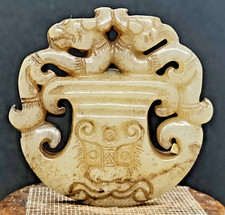 Antico ciondolo di giada hetian drago artigianato cinese scultura di giada...