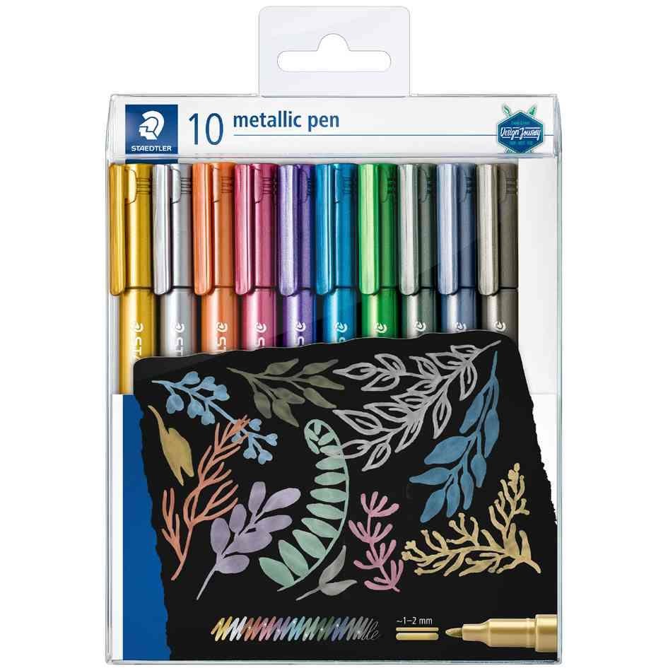 STAEDTLER Marqueur permanent Metallic pointe ogive feutre metal or argent noir
