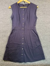 Theory Womens Jalia Sleeveless Button Front A-Line Shirt Dress Navy Sz 0 Pockets