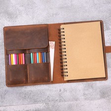 Leather Sketchbook Cover 5.5x8.5 A5, Refillable Artist Journal Case Artist Gifts