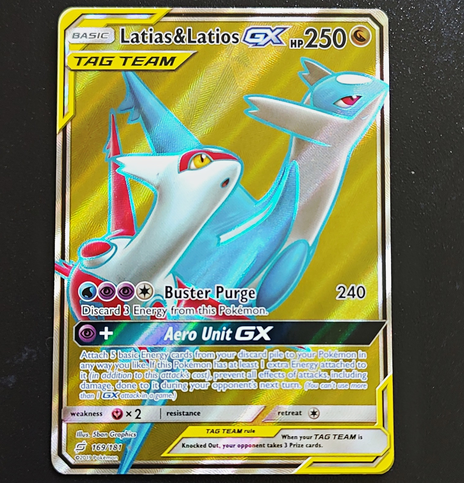 Pokemon TCG Latias & Latios GX 169/181 Team Up Ultra Rare Holo Full Art TAG