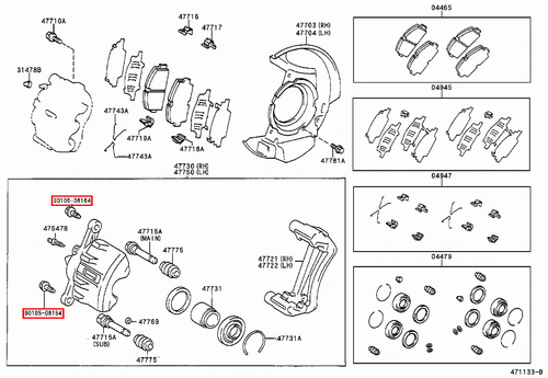Genuine Pruis ZVW55 ZVW51 ZVW50 RAV4 ACA30 Front Disc Brake Caliper Bolt x2 - Picture 8 of 20
