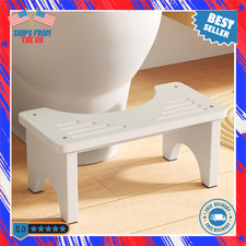 White, Wooden Poop Stool Adult, Bamboo Toilet Stool Squat, Wood Squatting Potty.