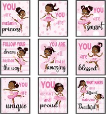 9 Pcs Black Ballerina Wall Decor Toddler Girl Art Motivational...