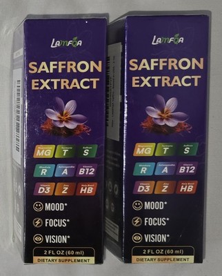 Saffron Extract Natural Herbal Blend Drops 2 (2 Oz) Bottles EXP 2027