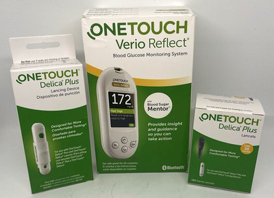 OneTouch Verio Reflect Blood Glucose Monitoring Delica Device 100 Lancets Bundle