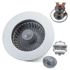 Kitchen Sink Drain Strainer   New Upgraded Kitchen Sink Stopper with One Brass