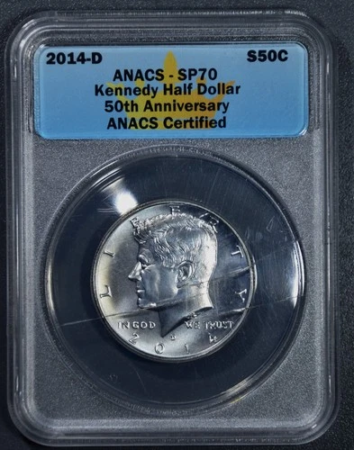 2014-D 50C KENNEDY SILVER HALF PROOF 50th Anniv Set KM# A202c.1 ANACS SP70 A6872