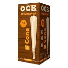 Ocb Virgin Rolling Cones 50 Count Ultra Thin Natural Unbleached Paper