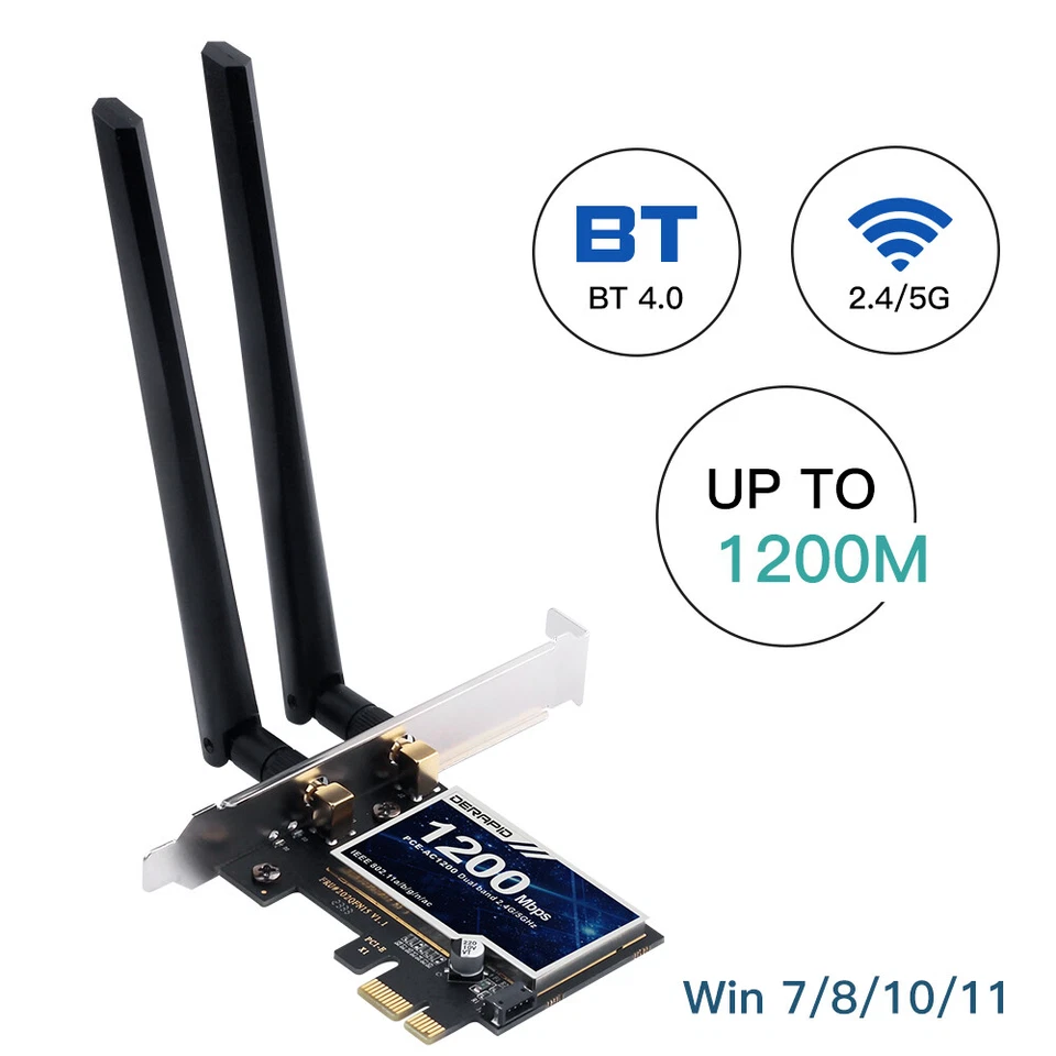 1200Mbps PCI-E WiFi Bluetooth Karte Dual Band Netzwerk Adapter für Desktop Windows