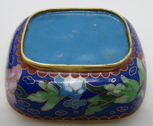 Scatola antica cinese blu cloisonné vintage art deco orientale - Foto 10 di 10