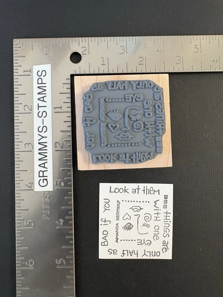 Paula Best One Eye Amanda Bertholf Quote Half As Bad Rubber Stamp 9841A Altered - Image 4 of 4