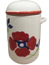 JSC Aster Stafford Japanese MCM Red Floral Canister Maker's Mark