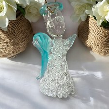 20 Pcs Hangable Blue Angel Hand Blown Glass Religious Party Favor