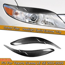 Carbon Fiber Headlight Eyebrow Eyelid Cover Trim For Toyota Sienna LE SE 2011-20