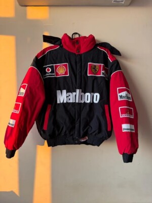 Vintage Ferrari Marlboro Embroidery Racing Jacket with free
