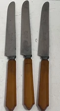 Vintage Robinson Knife Company SS Dinner Butter Knives 3 Handles Bakelite