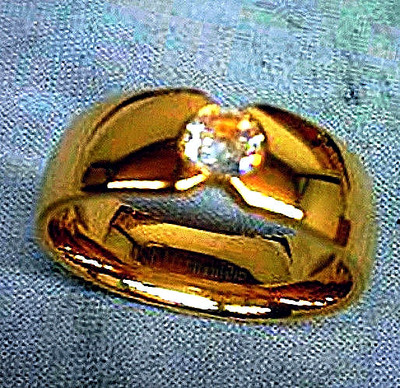 TITANIUM Gold Plated Highly Polished RING with 5mm CZ, size 11 - in Gift Box