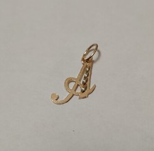 New 14k Yellow Gold Cursive Initial Letter 'A' Charm Pendant