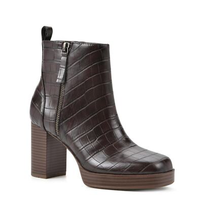 White Mountain Women's Manito Zipper Heeled Booties Brown Size 8.5