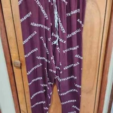 Aeropostale Drawstring Pajama Lounge Pants Women’s Size S/P Maroon with Branding