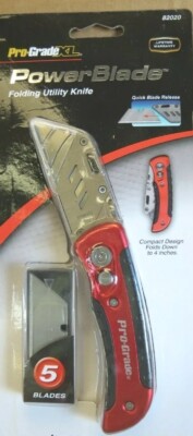PRO-GRADE XL 82020 POWER-BLADE FOLDING UTILITY KNIFE W/5 BLADES NEW