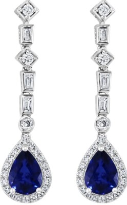 NEW!EFFY 14K WHITE GOLD DIAMOND BLUE SAPPHIRE