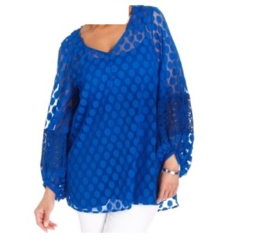 Women's dot lace tunic top Wedding Mother Bride cocktail evening party plus 2X