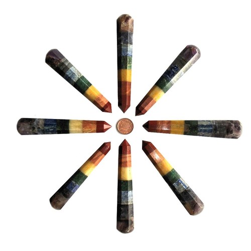 1 x 7 Chakra Crystal Massage Wand for Crystal Healing 90mm - Picture 4 of 5