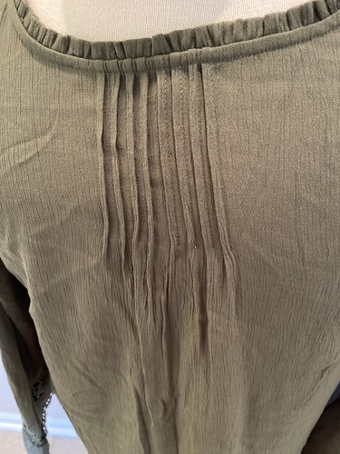 Time And Tru Damen Bluse Gr. L grün ausgestellt 3/4 Arm Spitzenkanten - Bild 4 von 12