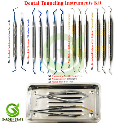 Dental Vista Bone Tunneling Implant Kit Perio Gum Graft Knives Periotome Surgery