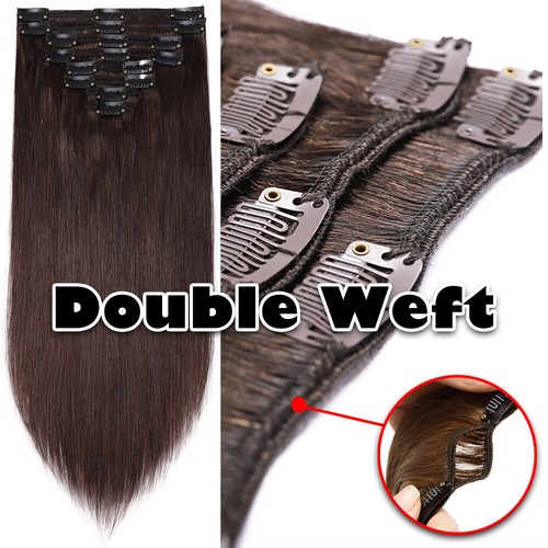 USA Clip In Remy Real 100% Human Hair Extensions Full Head Highlight Double Weft - Picture 22 of 48