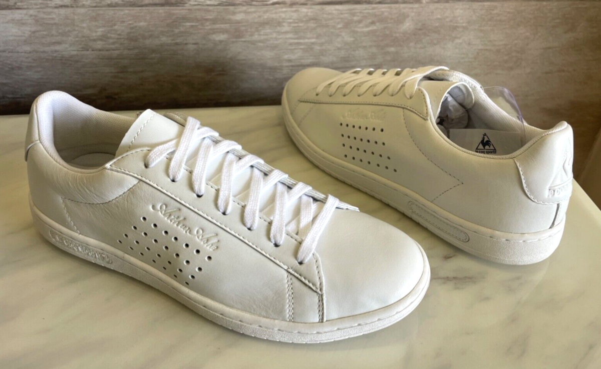 Le Coq Sportive Men's White Leather Low Top Court Trainers Retro